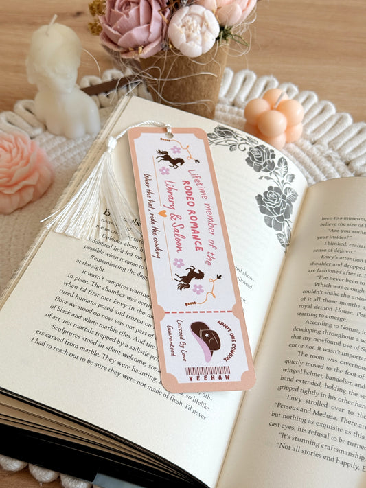 Rodeo Romance Book Club Ticket Bookmark with Tassel