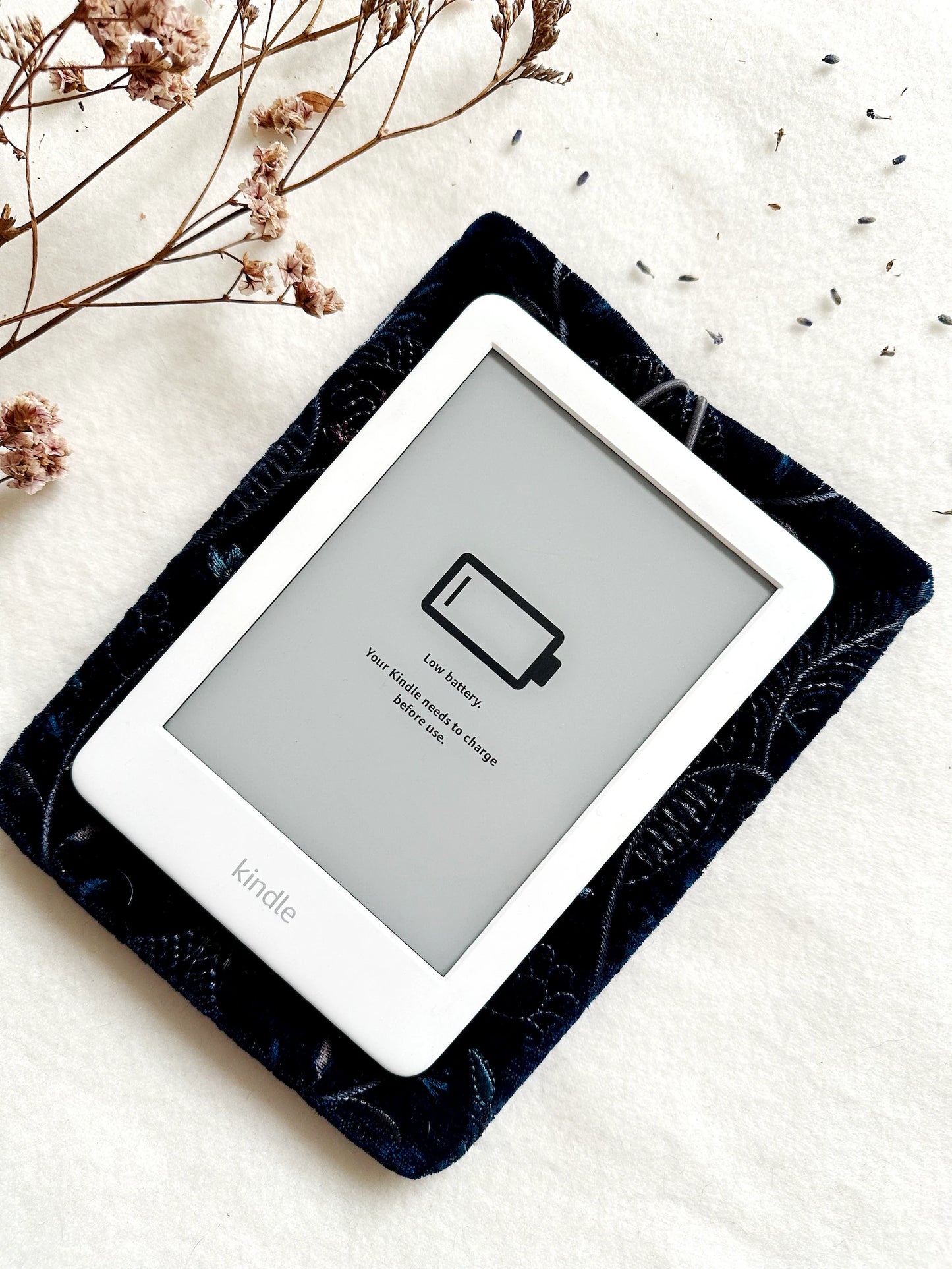 Embroidered Navy Floral E-Reader Sleeve
