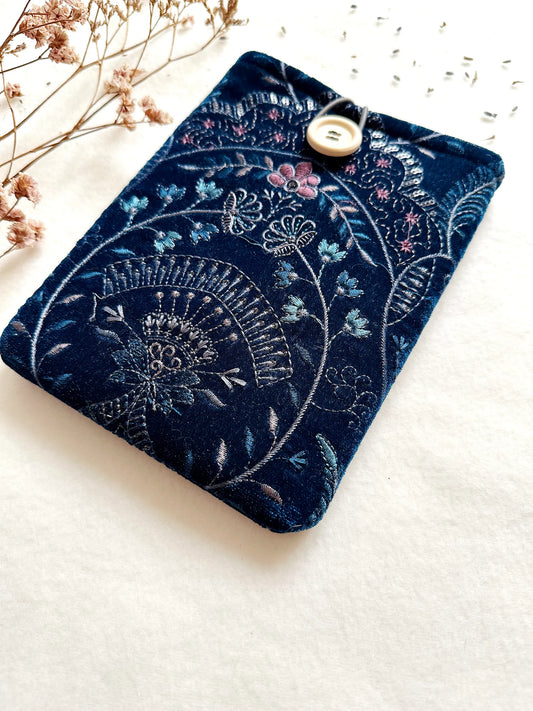 Embroidered Navy Floral E-Reader Sleeve