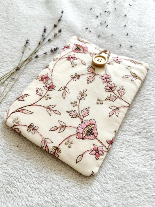 Embroidered Pink Pentas E-Reader Sleeve