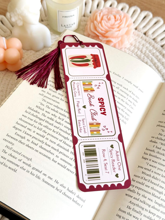 Spicy Book Club Ticket Bookmark with Tassel