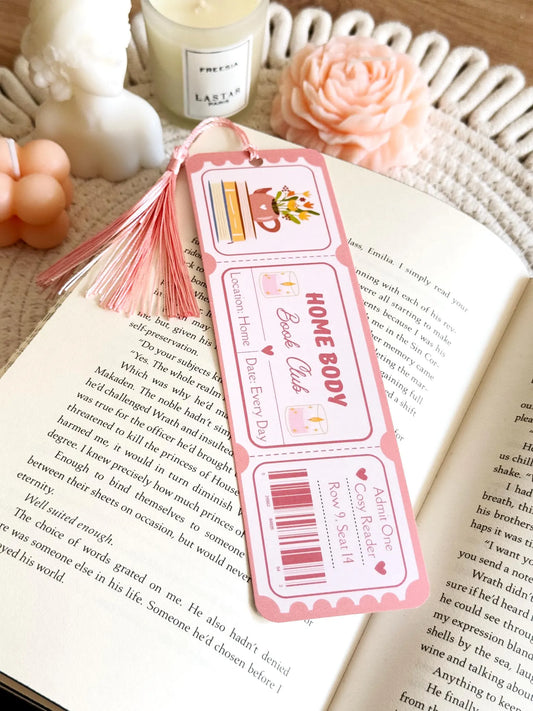 Home Body Book Club Ticket Bookmark with Tassel