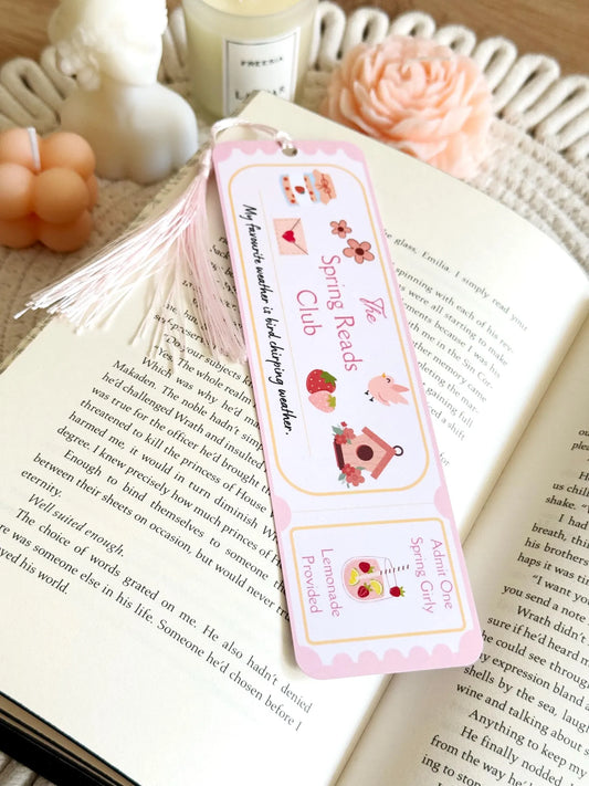 Spring Reads Book Club Ticket Bookmark with Tassel