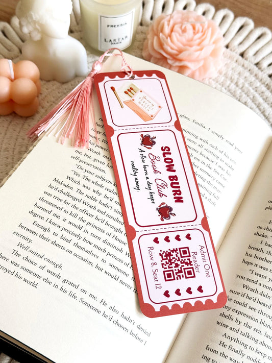 Slow Burn Book Club Ticket Bookmark with Tassel