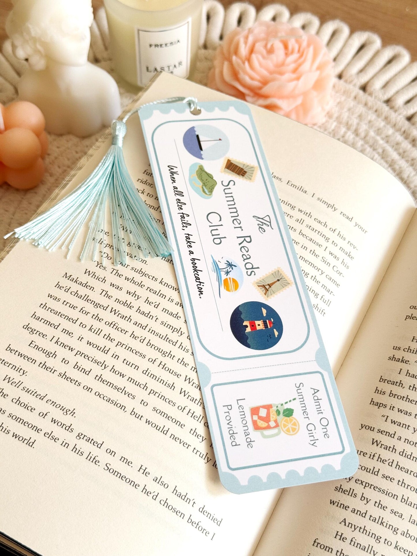 Summer Reads Book Club Ticket Bookmark with Tassel