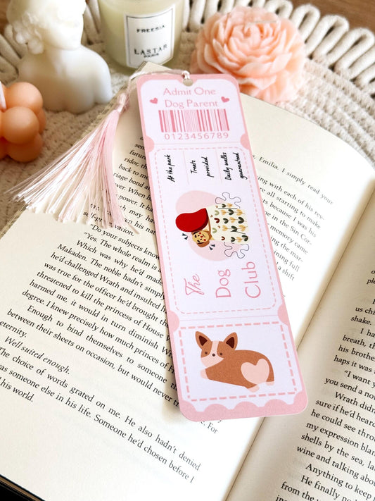 Dog Book Club Ticket Bookmark with Tassel