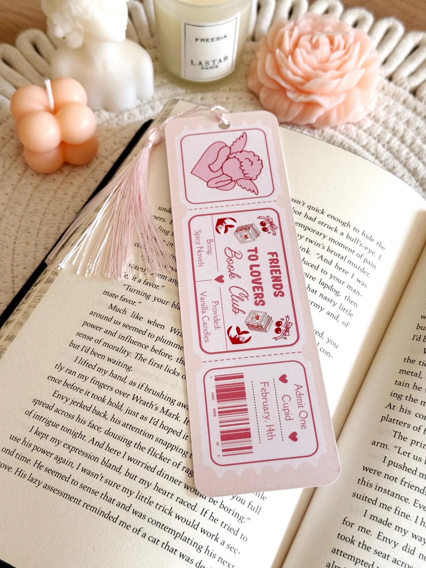 Friends to Lovers Book Club Ticket Bookmark with Tassel