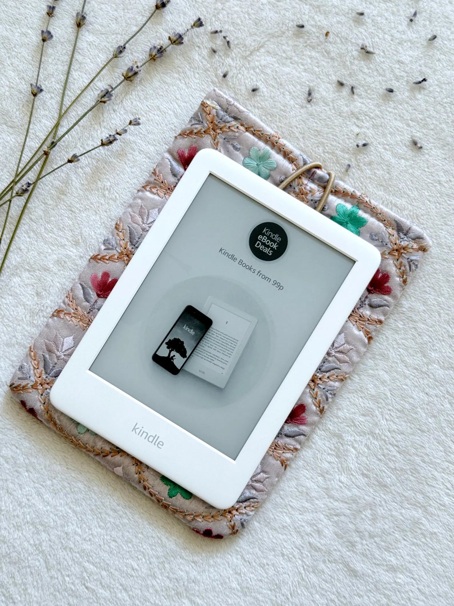 Embroidered Lavender E-Reader Sleeve