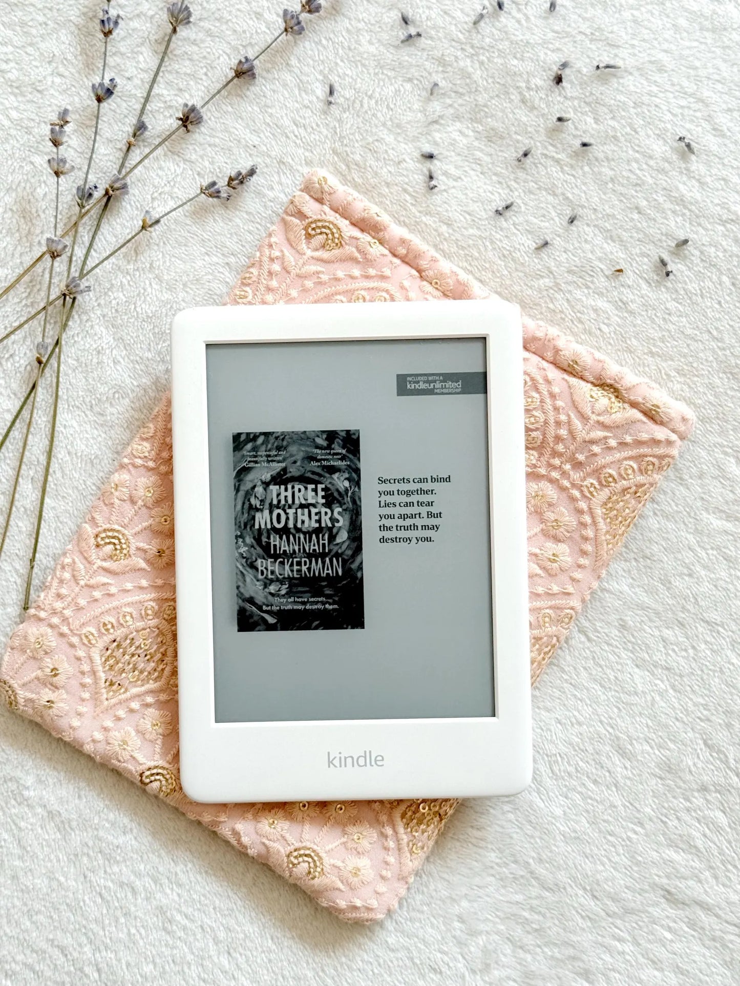 Embroidered Pink Abstract E-Reader Sleeve