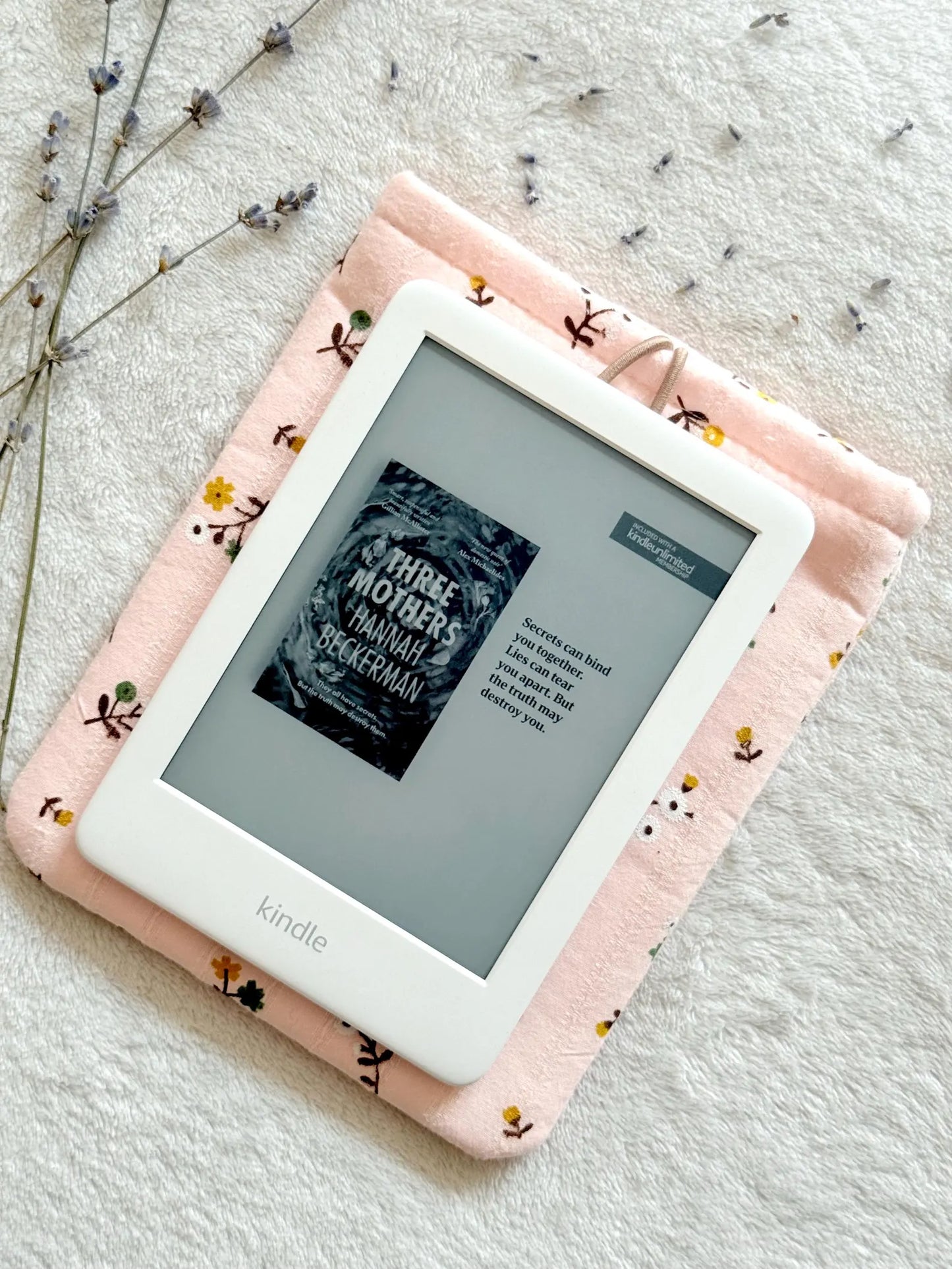 Embroidered Pink Floral E-Reader Sleeve