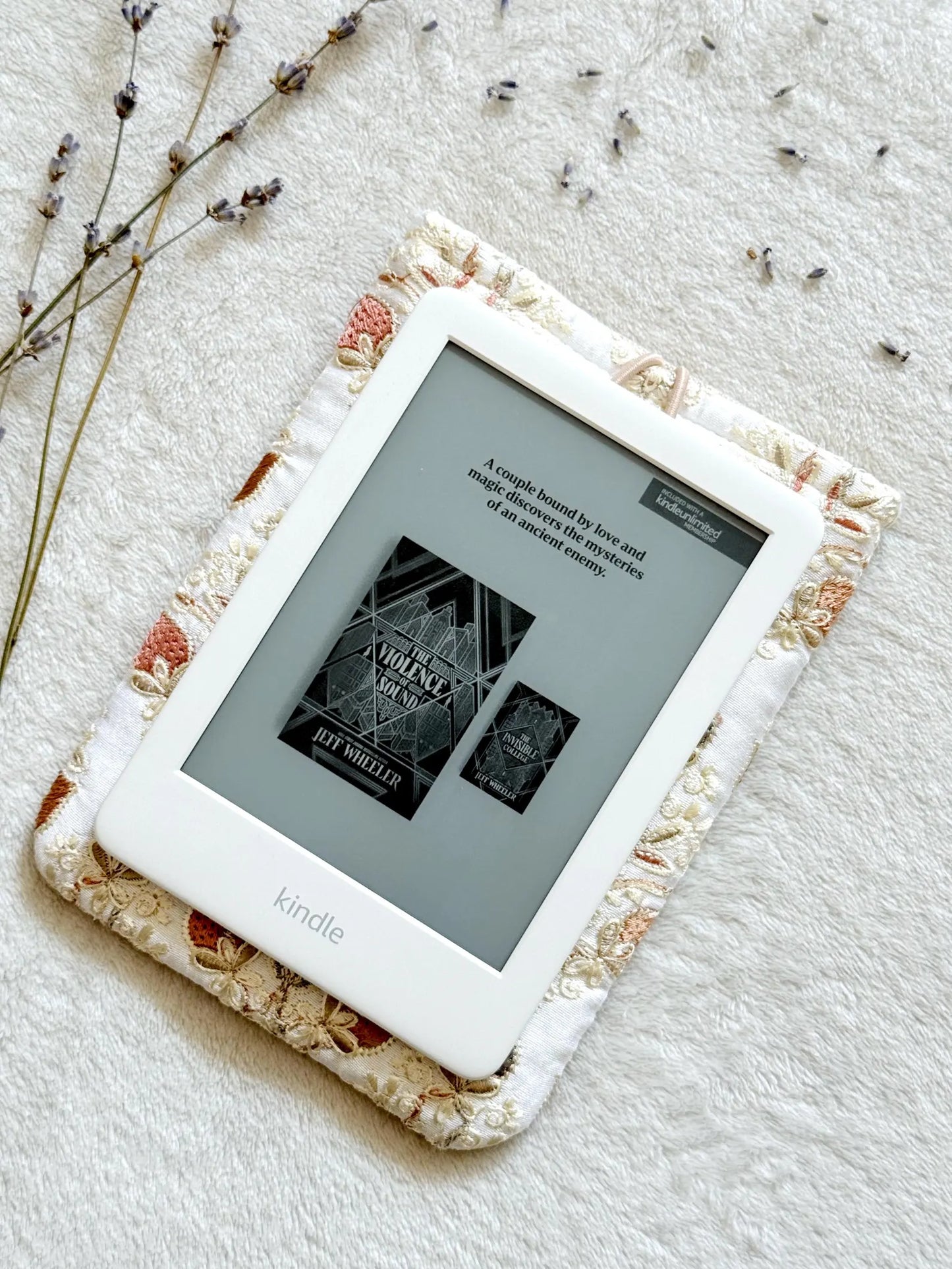 Embroidered White Strawberry E-Reader Sleeve