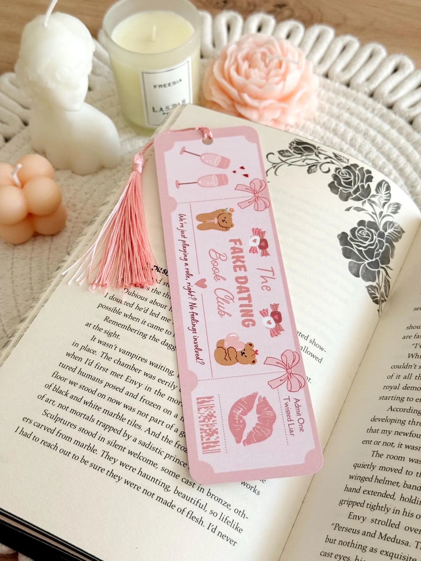 Fake Dating Book Club Ticket Bookmark with Tassel