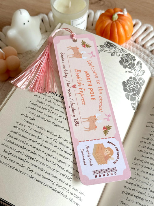 North Pole Book Club Ticket Bookmark with Tassel