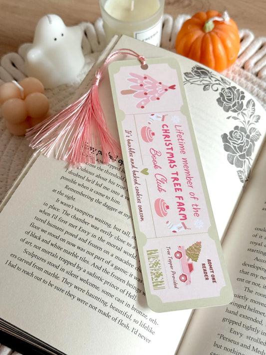 Christmas Tree Farm Book Club Ticket Bookmark with Tassel