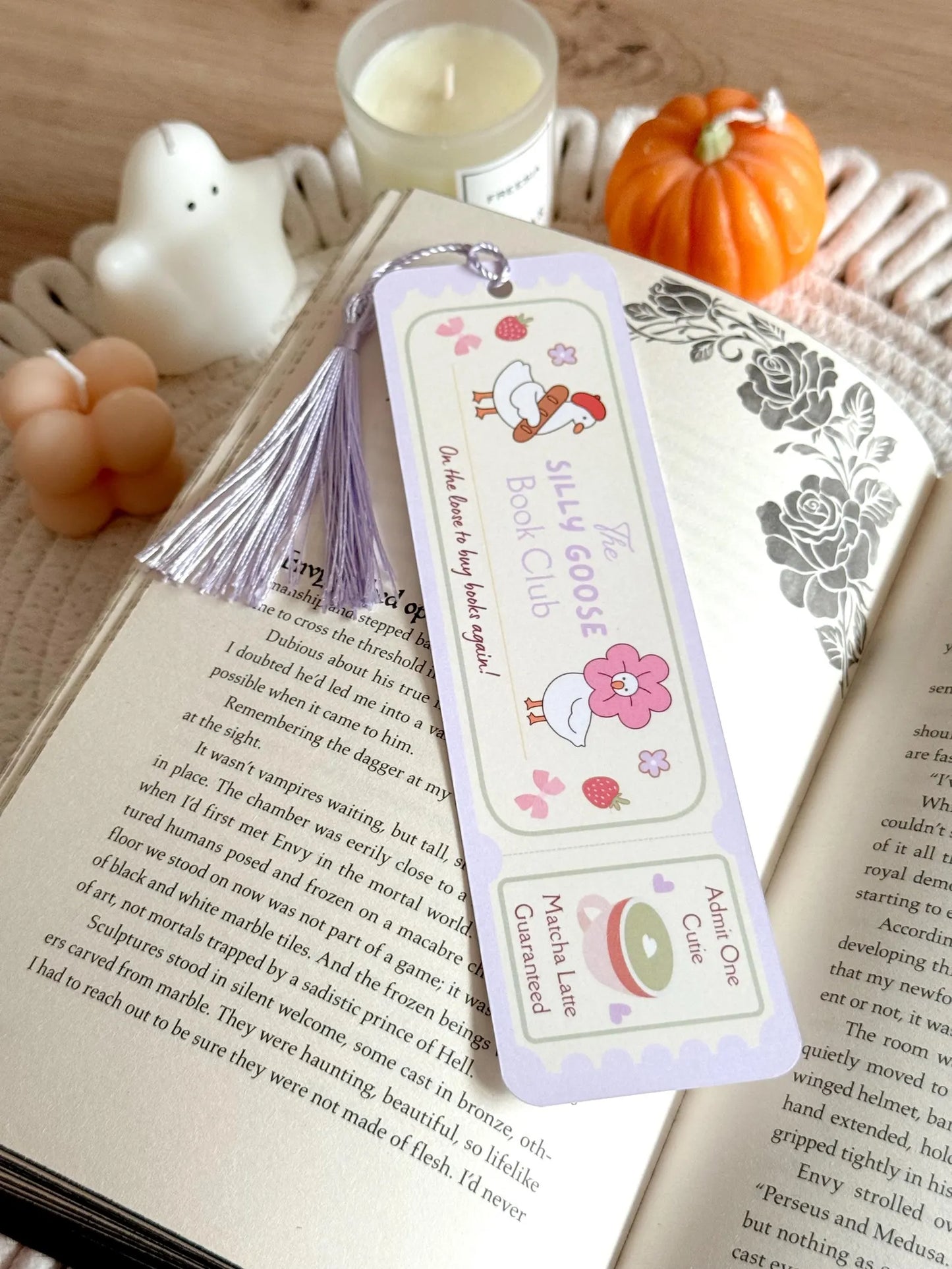 Silly Goose Book Club Ticket Bookmark with Tassel