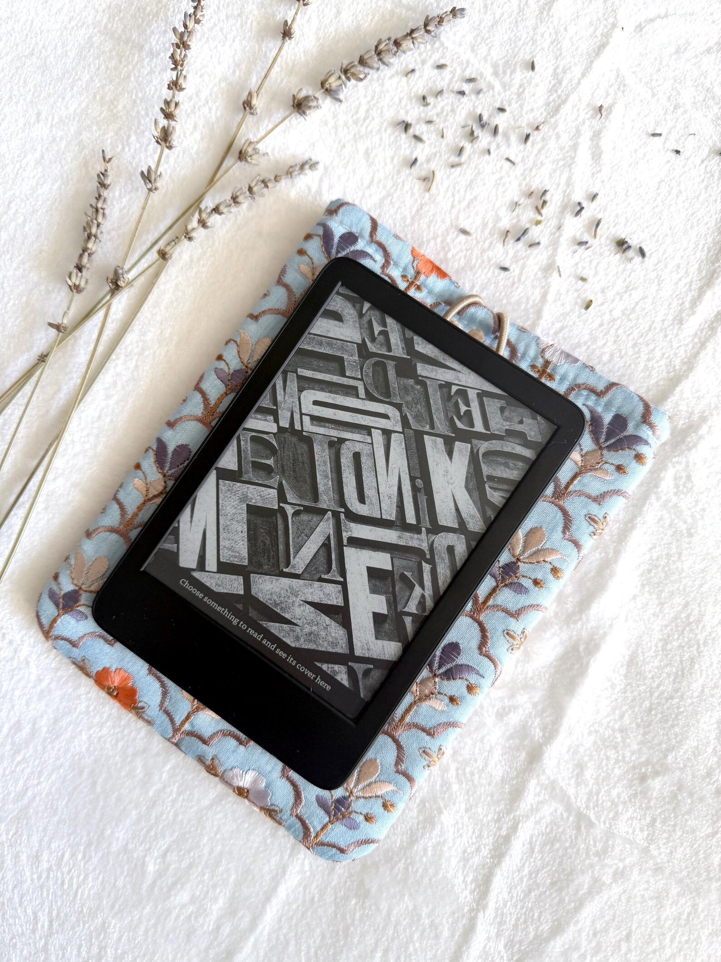 Embroidered Blue Autumn E-Reader Sleeve