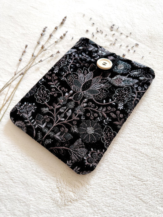 Embroidered Silver Floral E-Reader Sleeve