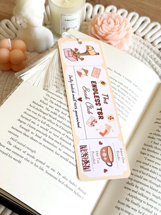 TBR Book Club Ticket Bookmark with Tassel