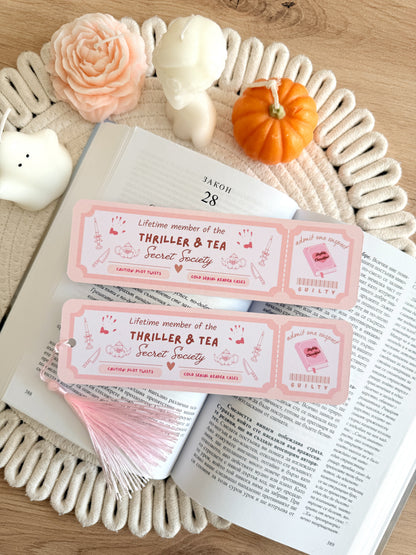 Thriller and Tea Book Club Bookmark with Tassel