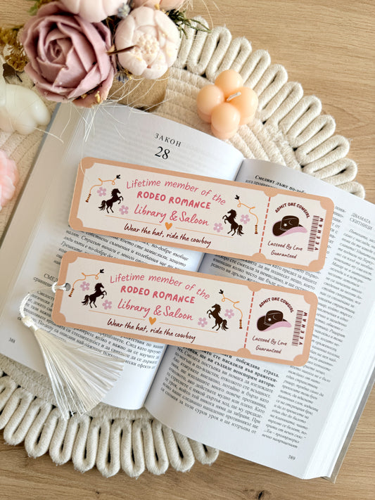 Rodeo Romance Book Club Ticket Bookmark with Tassel