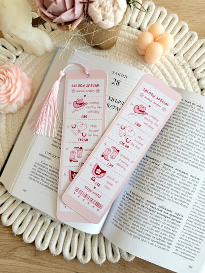 Cowgirl Menu Bookmark with Tassel