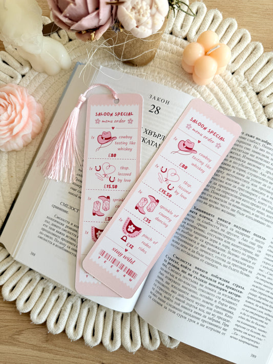 Cowgirl Menu Bookmark with Tassel