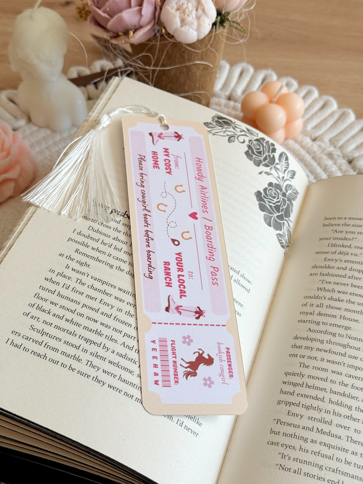 Howdy Airlines Plane Ticket Bookmark with Tassel