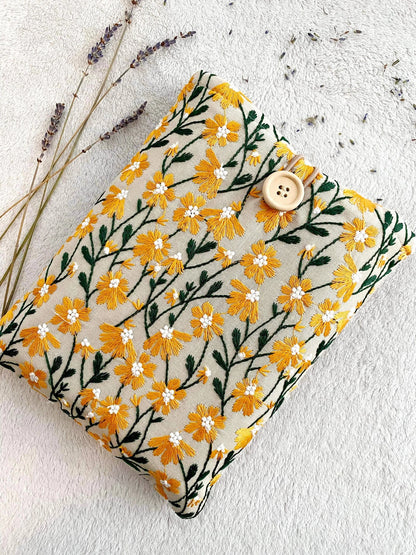 Embroidered Orange Daisy Book Sleeve