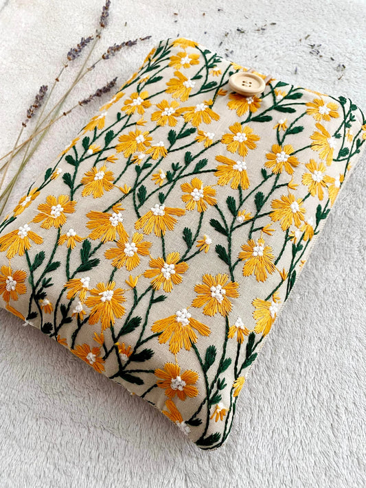 Embroidered Orange Daisy Book Sleeve
