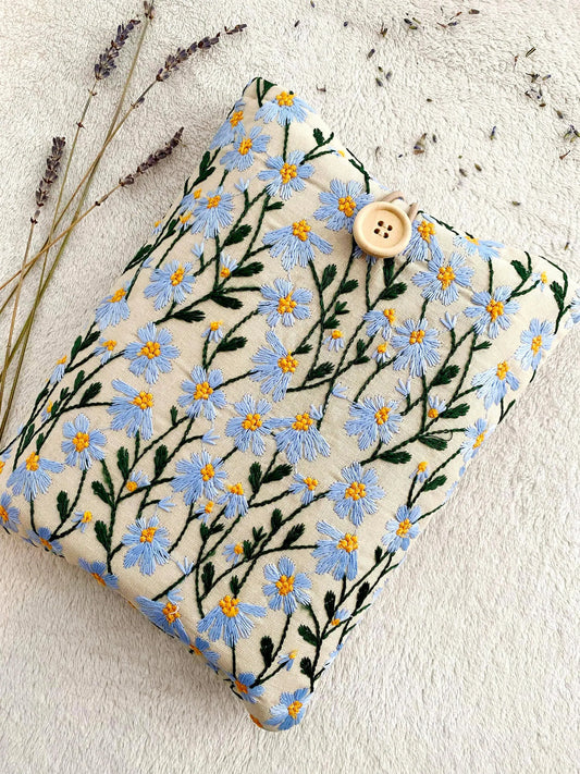 Embroidered Blue Daisy Book Sleeve