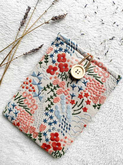 Embroidered Floral E-Reader Sleeve