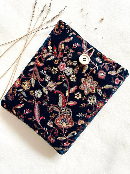 Embroidered Navy Floral Book Sleeve