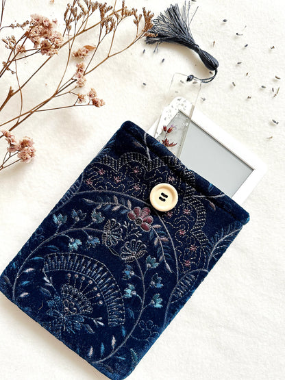 Embroidered Navy Floral E-Reader Sleeve