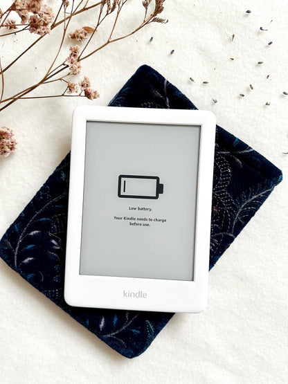 Embroidered Navy Floral E-Reader Sleeve