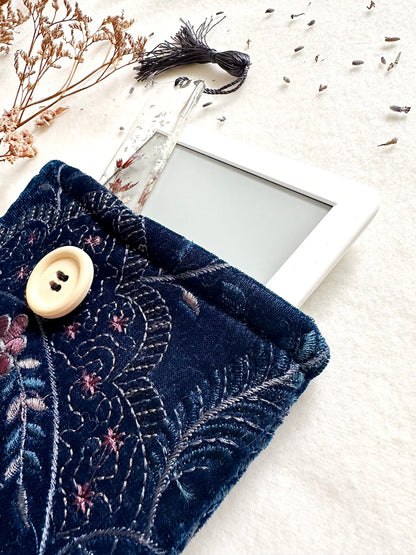 Embroidered Navy Floral E-Reader Sleeve