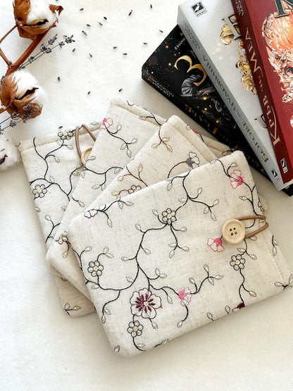 Embroidered Beige Floral E-Reader Sleeve