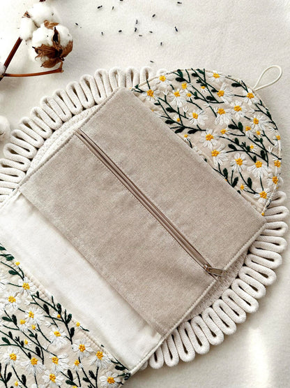 Embroidered Daisy Double Book Sleeve