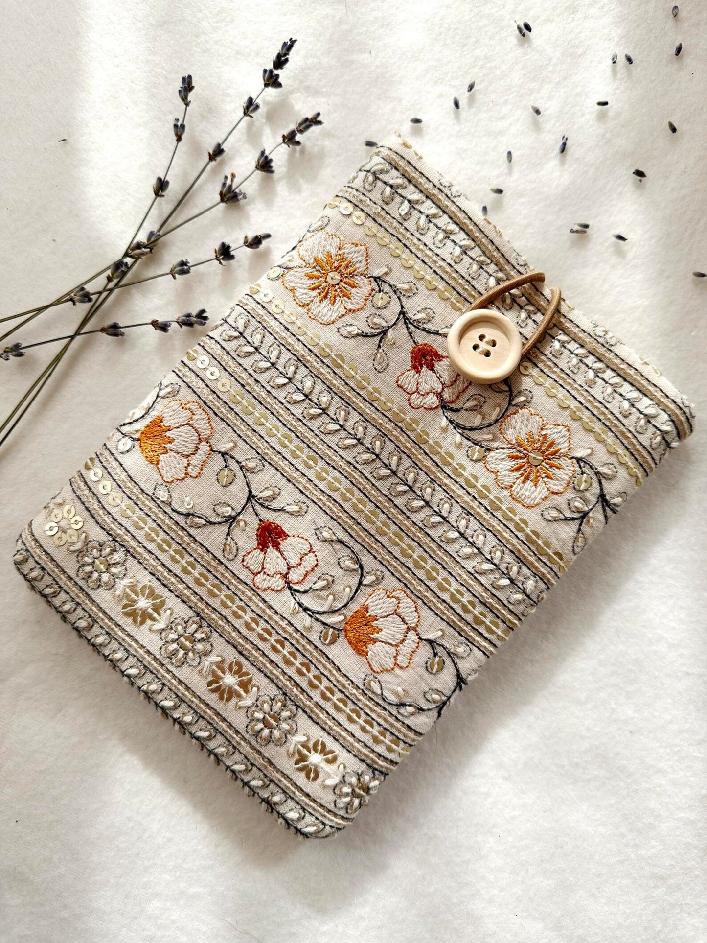 Embroidered Carnation E-Reader Sleeve
