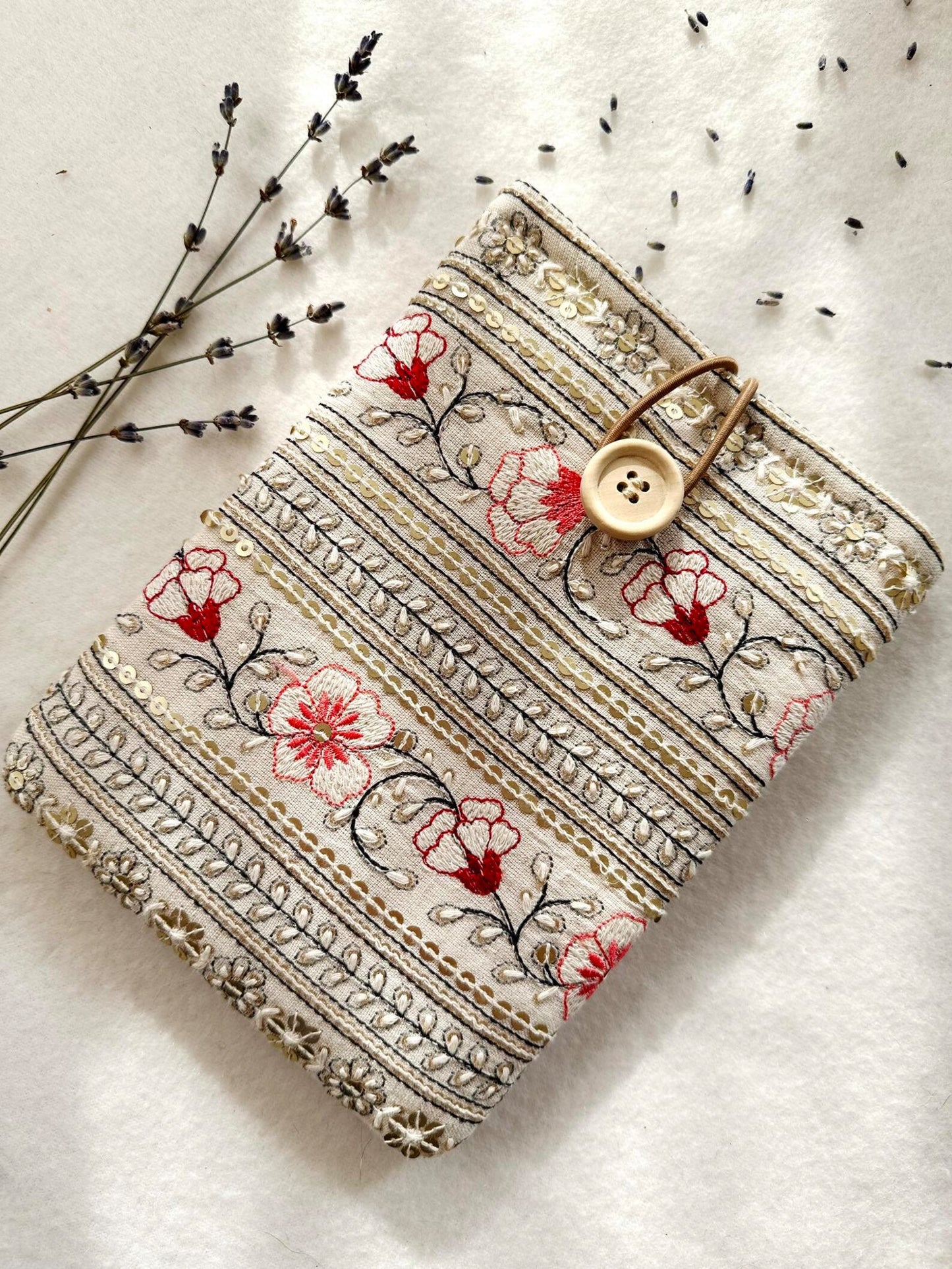 Embroidered Carnation E-Reader Sleeve