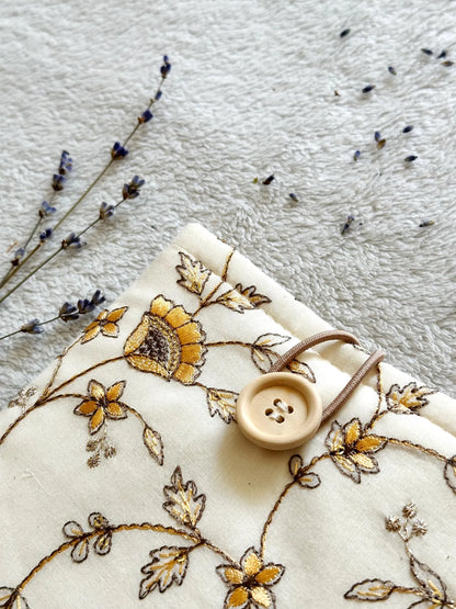 Embroidered Yellow Pentas E-Reader Sleeve