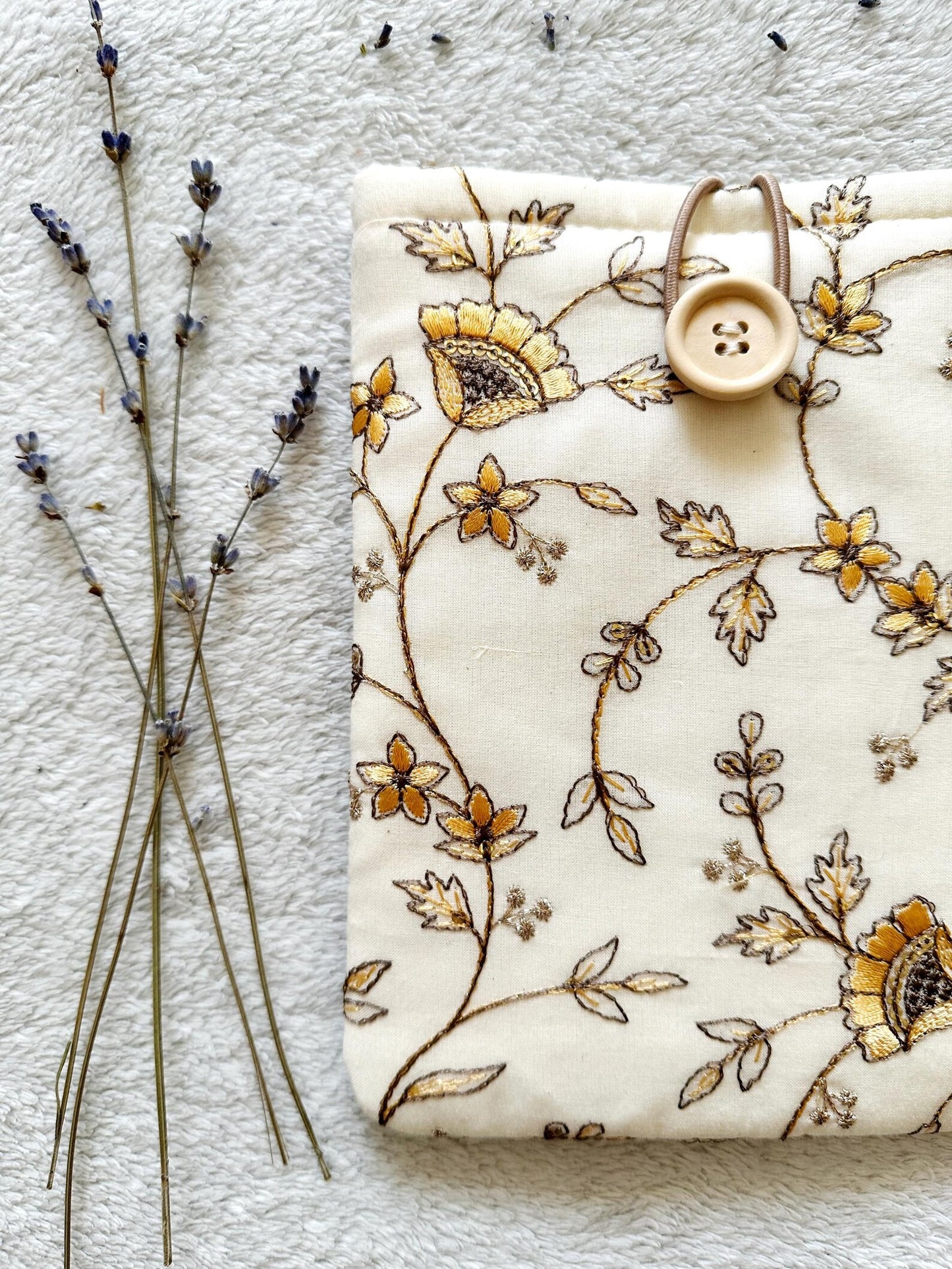 Embroidered Yellow Pentas E-Reader Sleeve