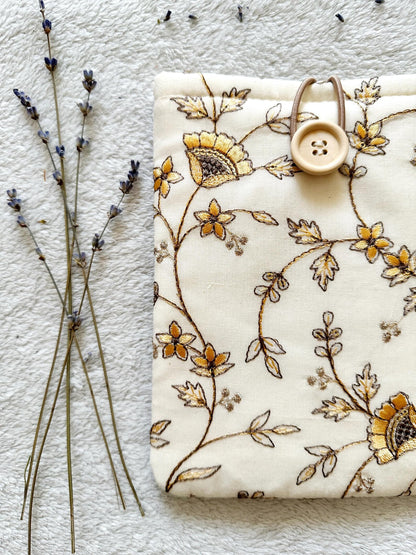 Embroidered Yellow Pentas E-Reader Sleeve