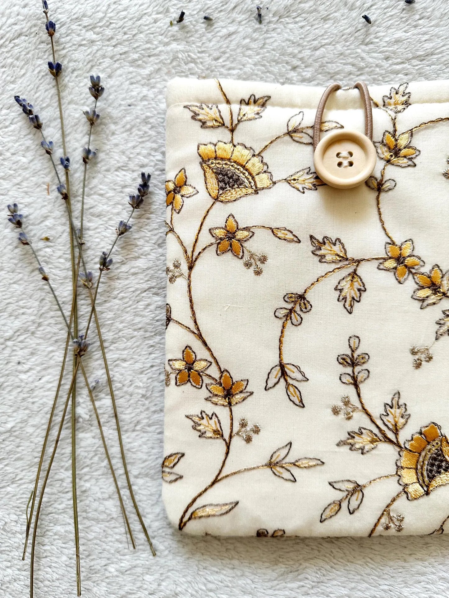 Embroidered Yellow Pentas E-Reader Sleeve