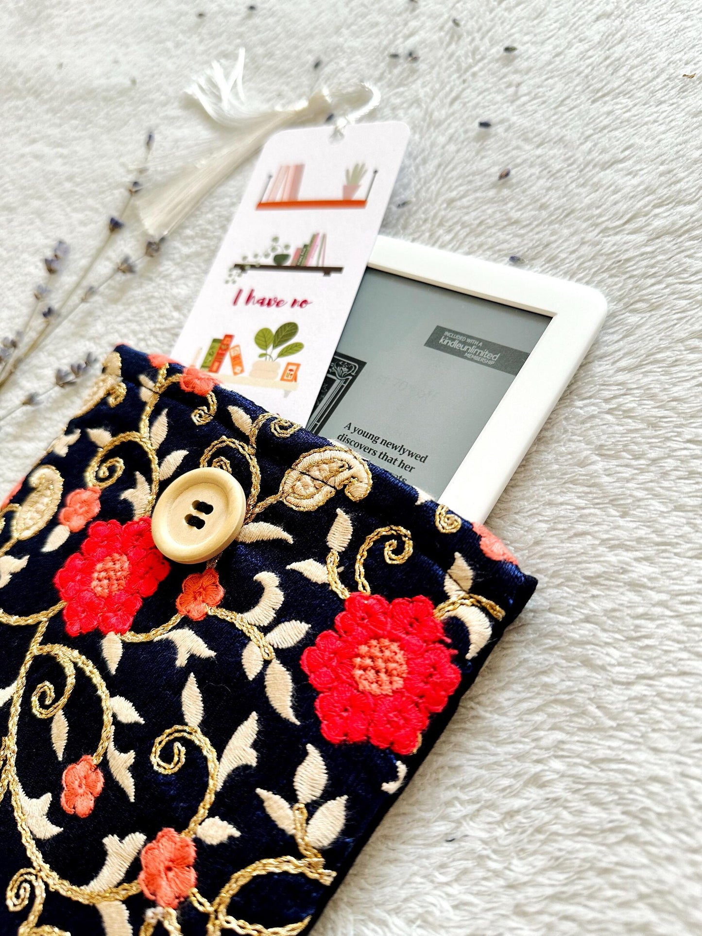 Embroidered Cosmos E-Reader Sleeve
