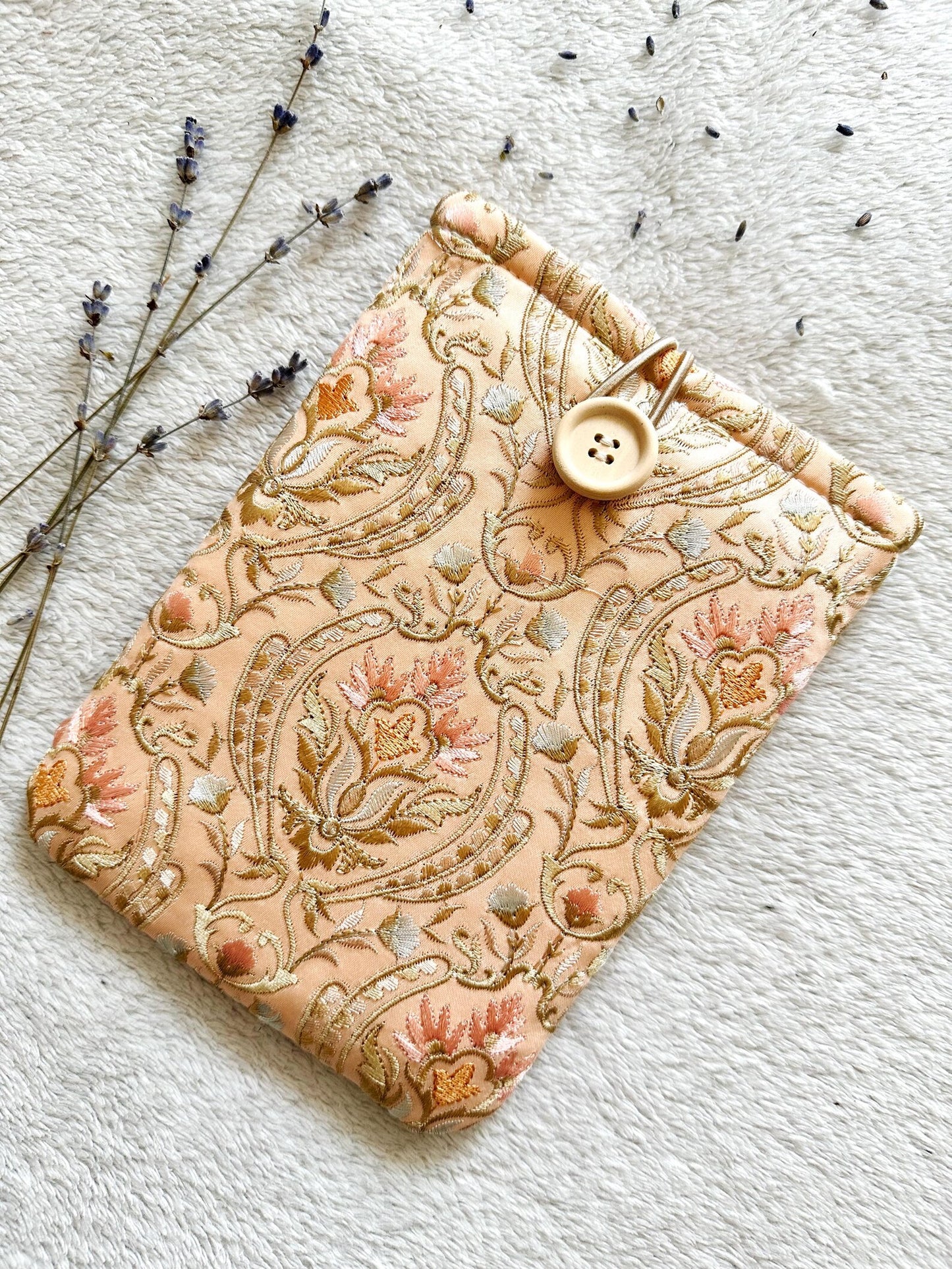 Embroidered Peachy E-Reader Sleeve