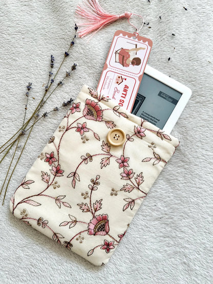 Embroidered Pink Pentas E-Reader Sleeve