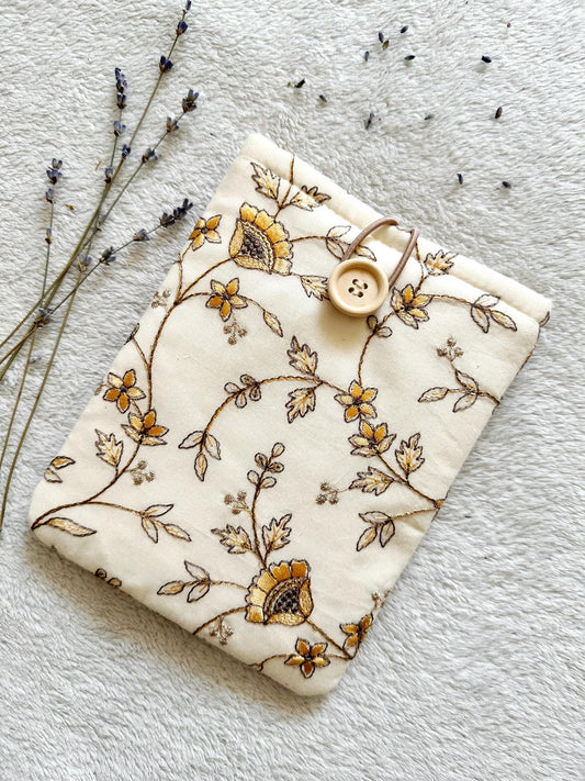 Embroidered Yellow Pentas E-Reader Sleeve