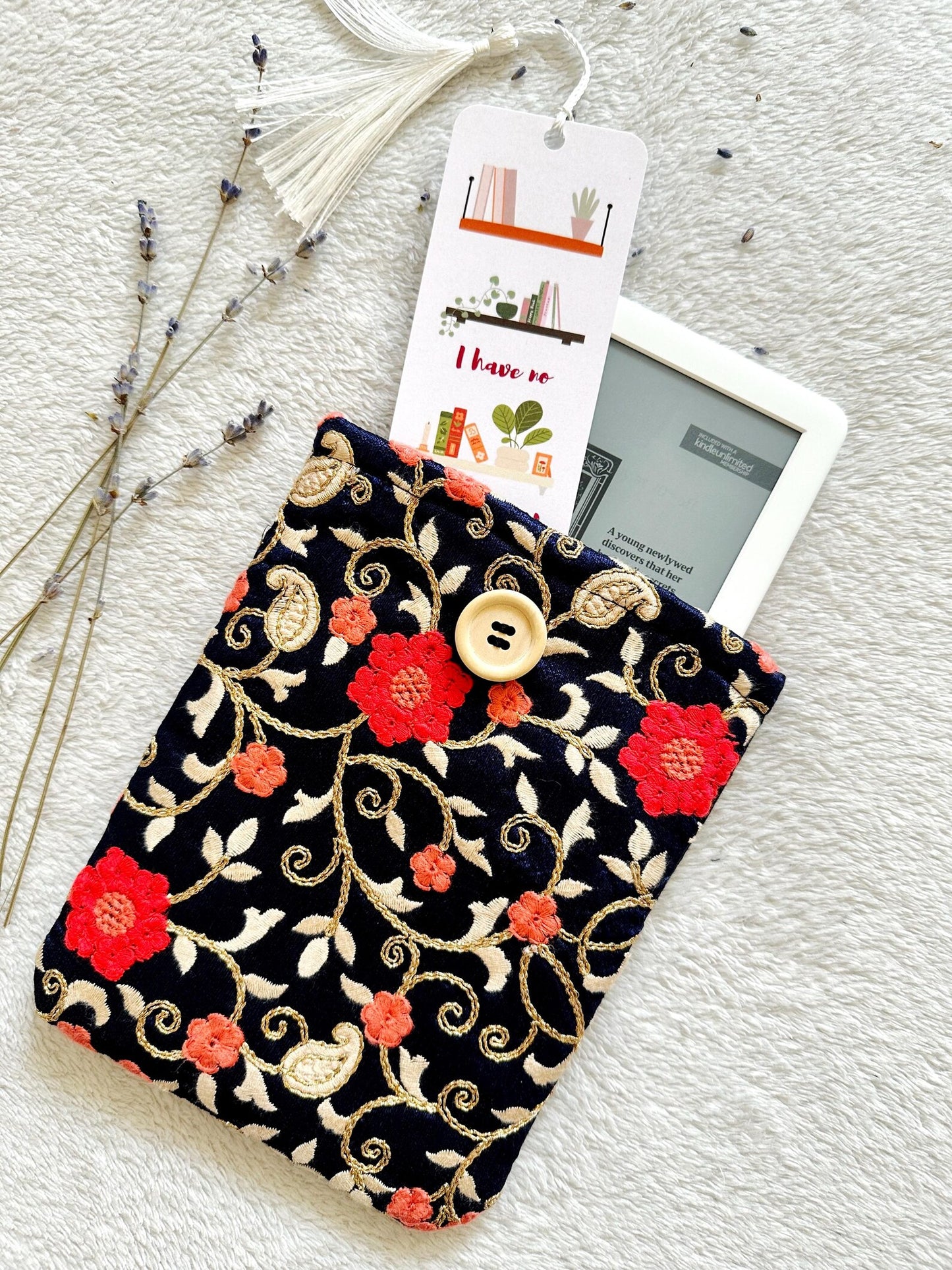 Embroidered Cosmos E-Reader Sleeve