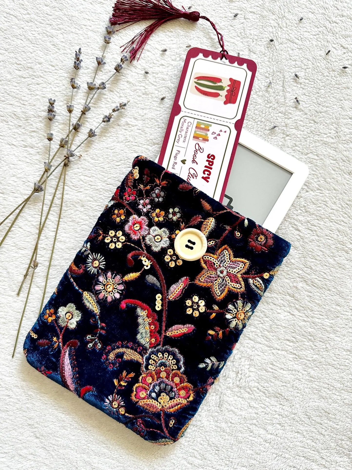 Embroidered Floral E-Reader Sleeve