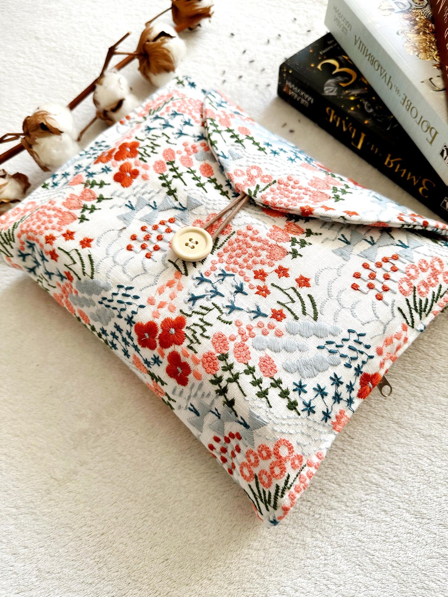 Embroidered Floral Double Book Sleeve